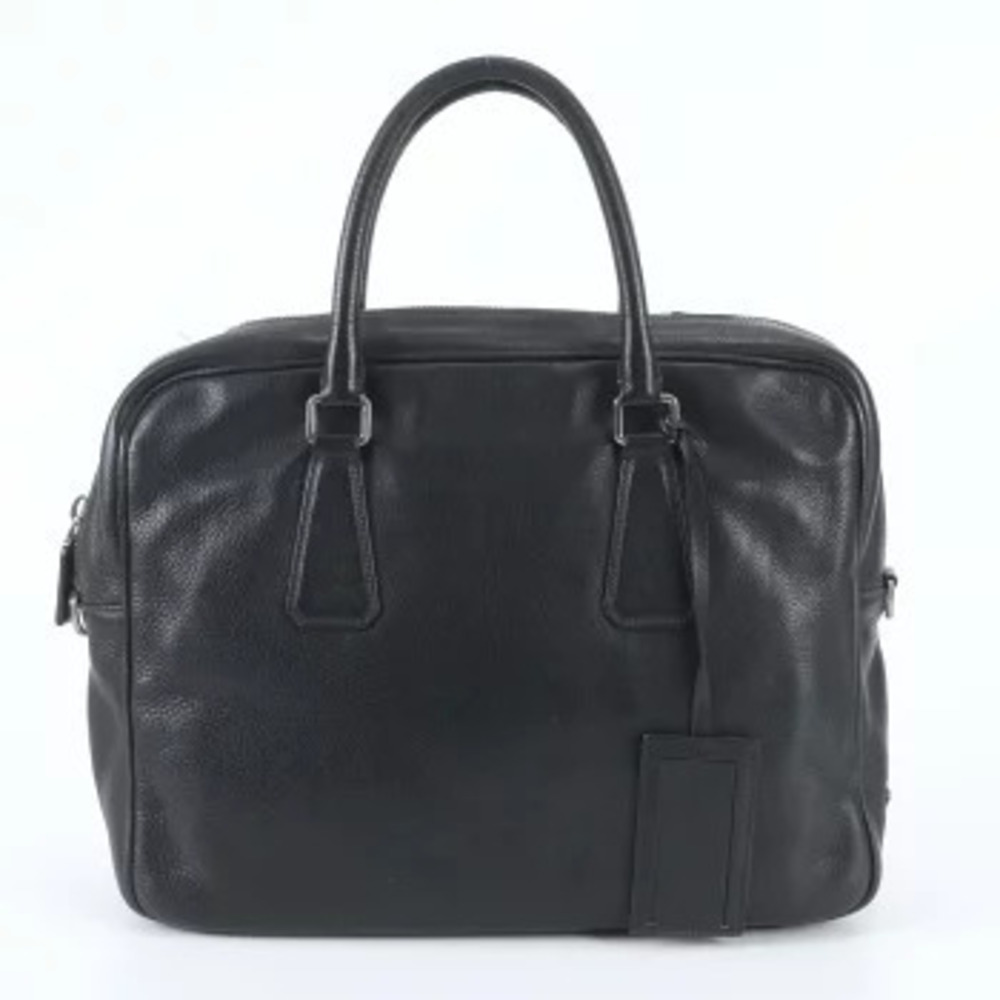 Prada Vitello Leather Briefcase Black